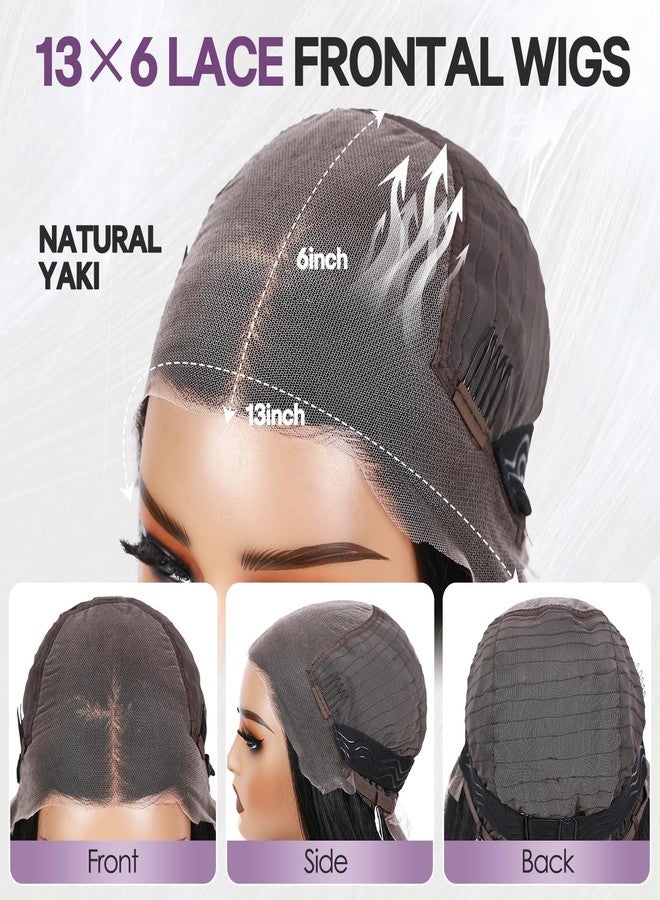 WIGER Straight Lace Frontal Wigs for Black Women Yaki Straight Layered Wigs 13X6 HD Lace Front Wig Long Synthetic Blow Out Hair for Daily or Events Salon-trimmed Hairstyle - Image 5